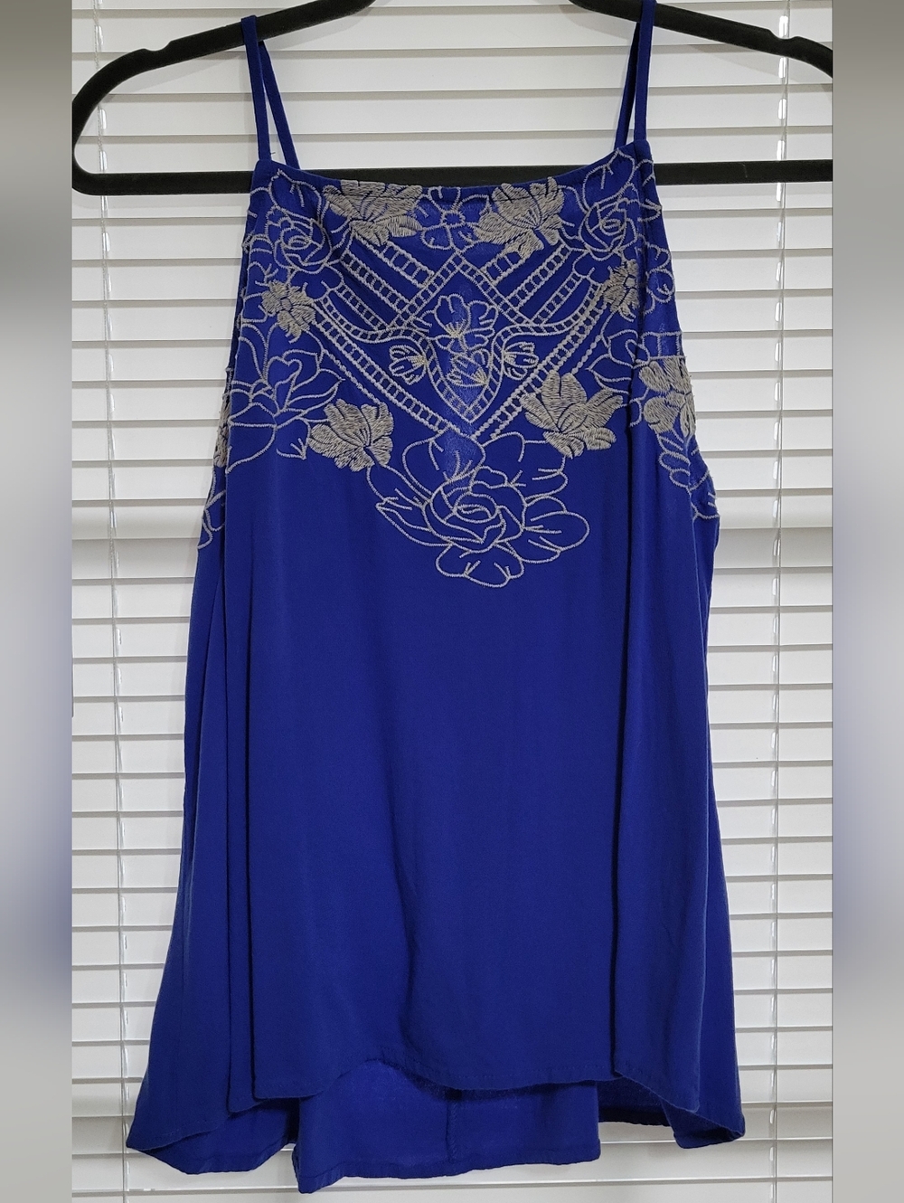 Blue Embroidered Floral Camisole Top - Women